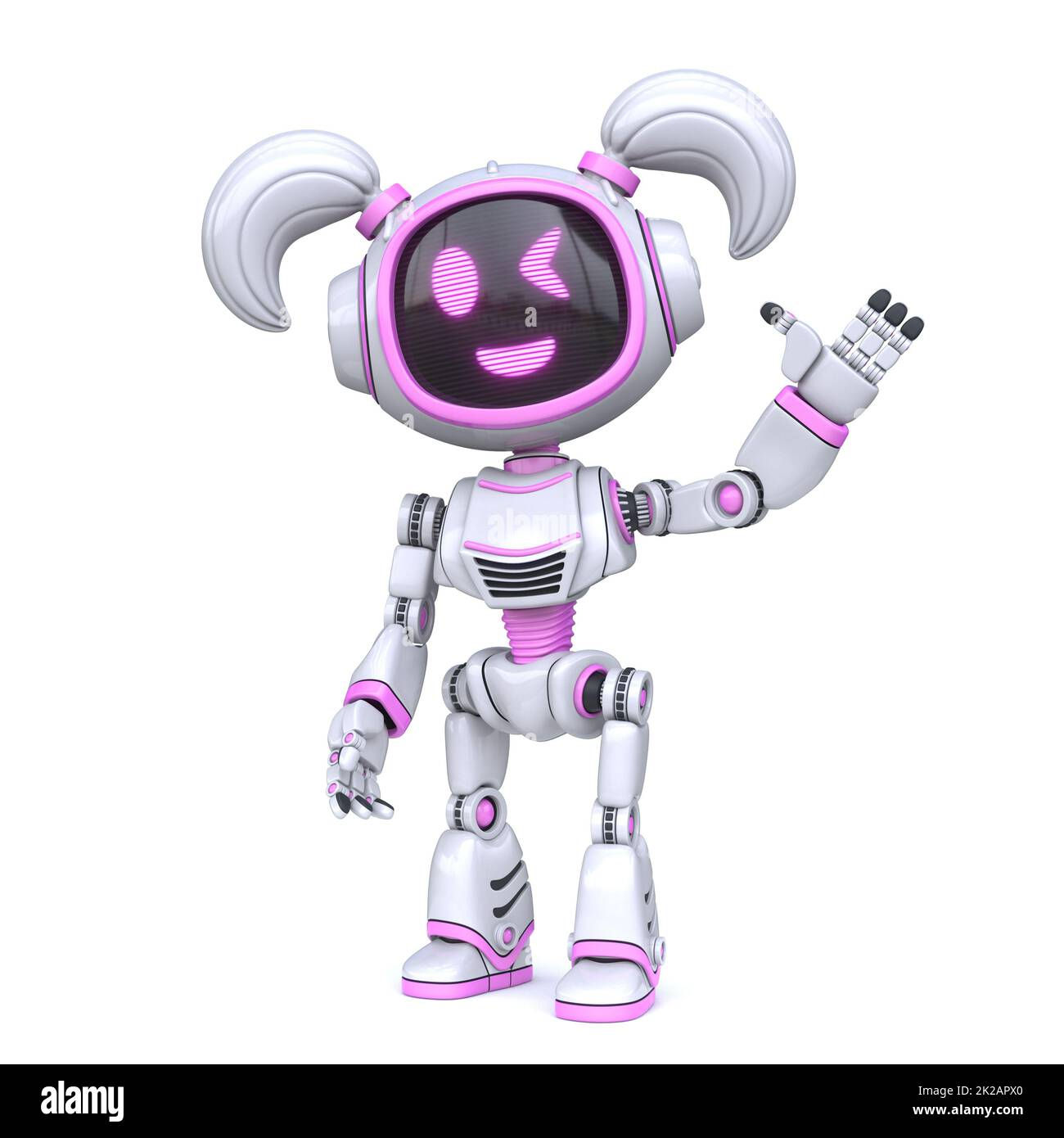 Wallpaper #OW0dapcBycdYOYFTOnEz143 Cute Pink Girl Robot Waving Hand 3D Rendering Illustration Isolated on