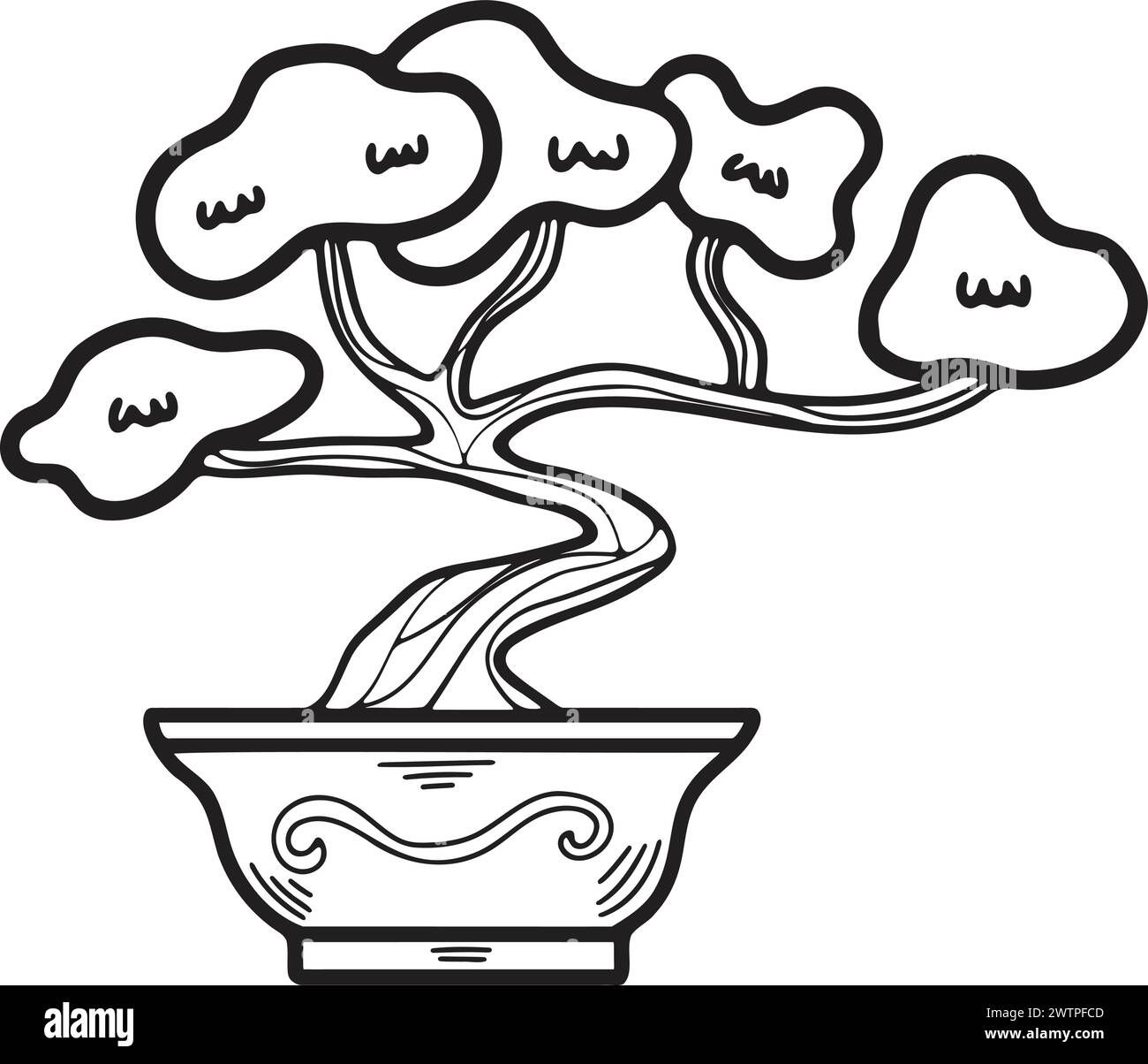 Wallpaper #jWdLE5MBSpphPi3-Rv-o335 Hand Drawn Japanese and Chinese Style Bonsai Trees in Flat Style
