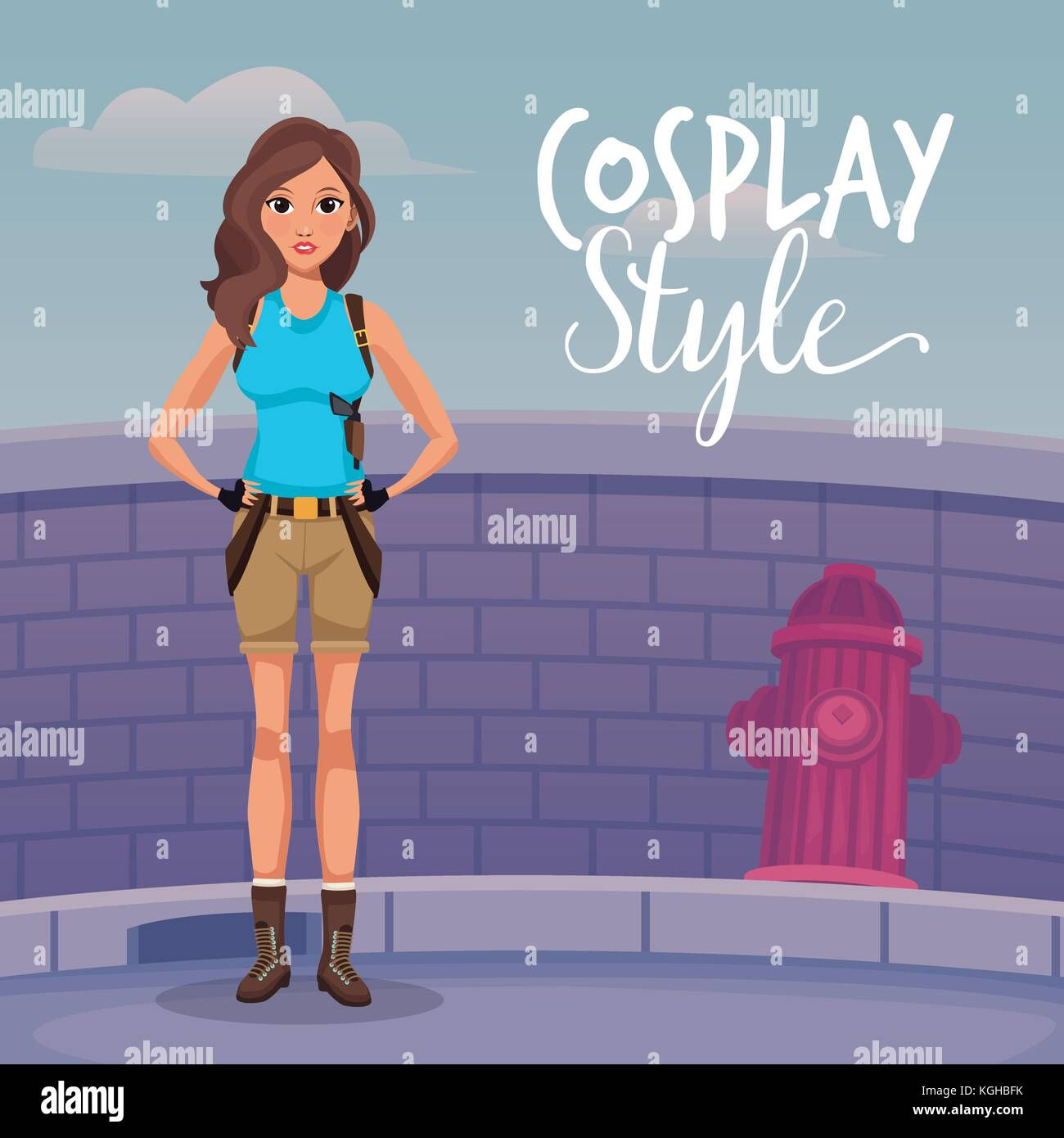 Wallpaper #lDEGNpMB5zzyi_yY8Fif309 Woman Cosplay Style Stock Vector Image Art Alamy