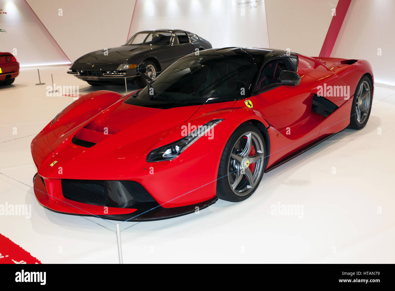 Wallpaper #AXcnJpMB-pgBXx60gaFa188 Three Quarter View of a Red Ferrari Laferrari Part of the Ferrari