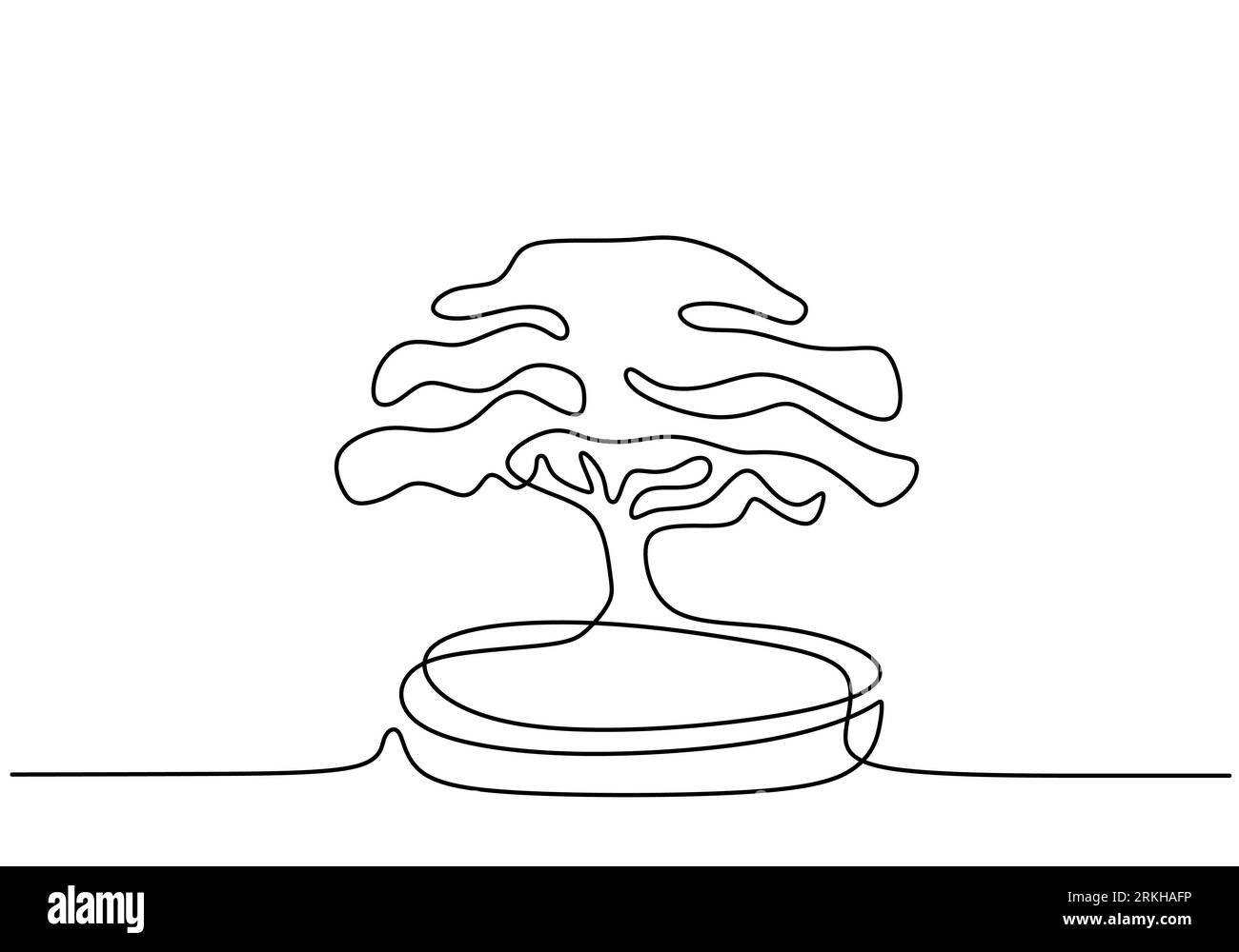 Wallpaper #jWdLE5MBSpphPi3-Rv-o342 Decorative Bonsai Tree in Pots Continuous One Line Drawing Old Beauty