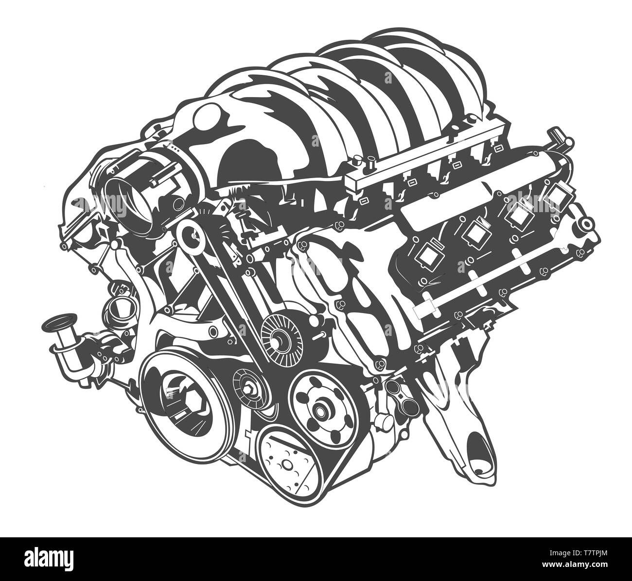 Wallpaper #-2fc-5IBSpphPi3-dpWf260 Vector High Detailed Illustration of Car Engine Stock Vector Image