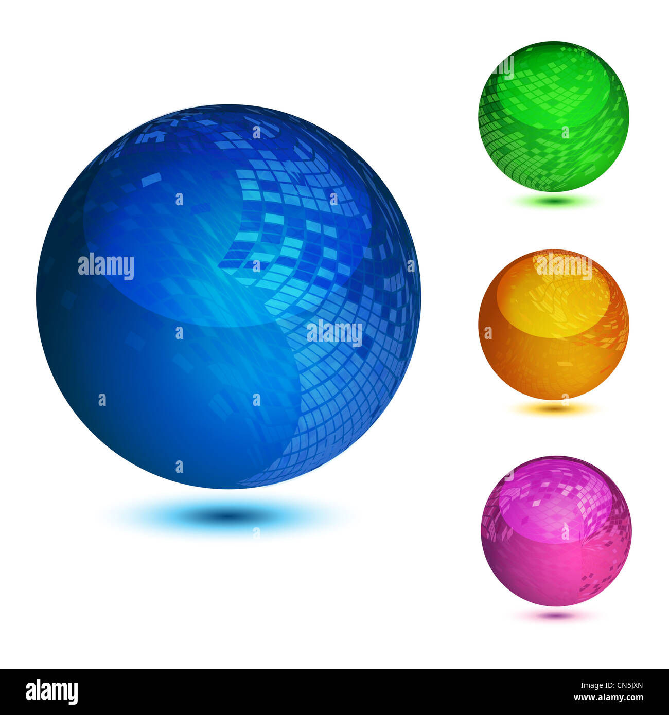 Wallpaper #BGcT6pIBSpphPi3-TUVE124 Glossy Colorful Abstract Globes with Different Mosaic Patterns Eps10