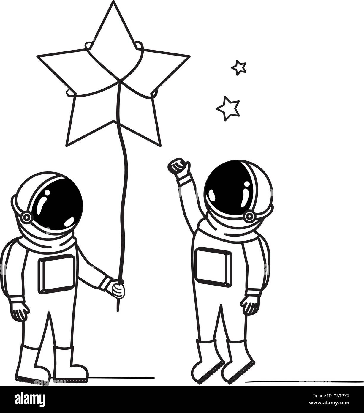 Wallpaper #e2eE_JIBSpphPi3-ZZiW369 Astronaut with Spacesuit and Star in White Background Stock Vector