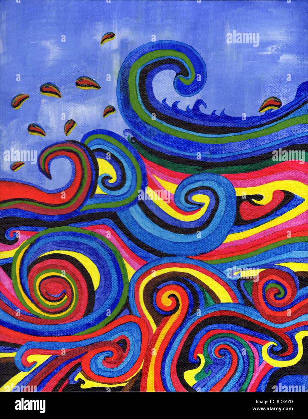 Wallpaper #CR32LJMBlOZrFDOkBM1J208 Waves Abstract Acrylic Painting on Canvas Board by Owen Mcguigan