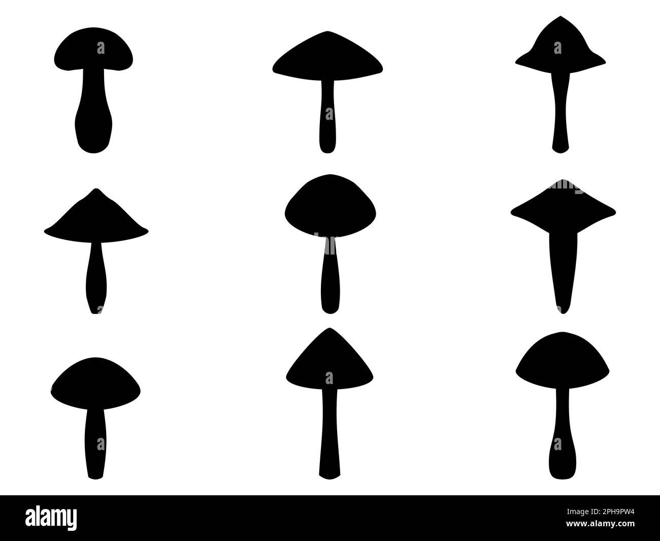 Wallpaper #fmeh-pIBSpphPi3-95Fq501 Black Mushrooms Set Isolated on White Background Mushroom Silhouettes