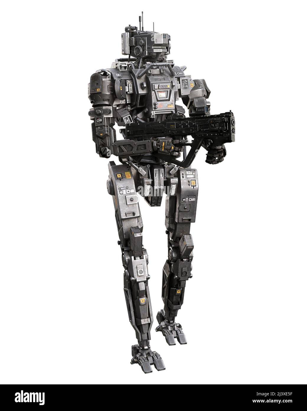 Wallpaper #vwPOYpMBpyOg8YnEndO721 Fantasy Futuristic Cyberpunk Droid Robot Walking and Firing a