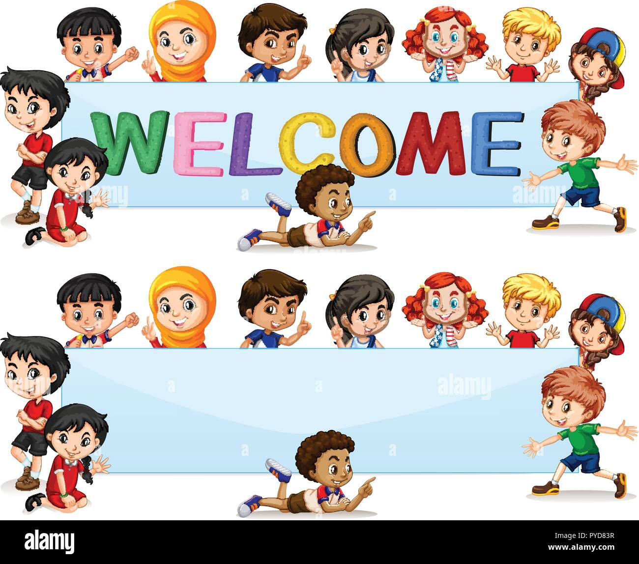 Wallpaper #PDHeNZMB5zzyi_yYylio290 International Kids on Welcome Banner Illustration Stock Vector Image