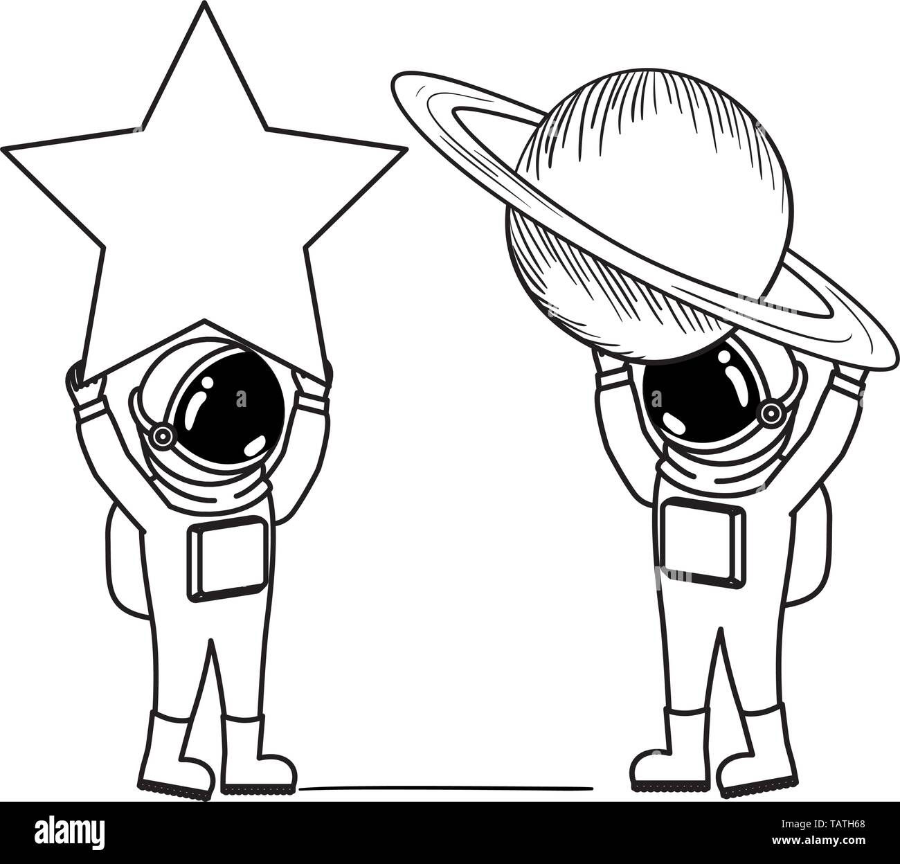 Wallpaper #e2eE_JIBSpphPi3-ZZiW374 Astronaut with Spacesuit and Planet in White Background Stock Vector