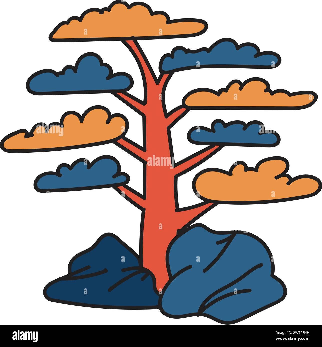 Wallpaper #jWdLE5MBSpphPi3-Rv-o397 Hand Drawn Japanese and Chinese Style Bonsai Trees in Flat Style