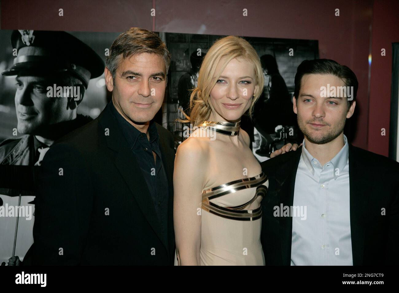 Wallpaper #5GjbFJMBSpphPi3-7QVM201 Actors George Clooney Left Cate Blanchett Center and Tobey Maguire