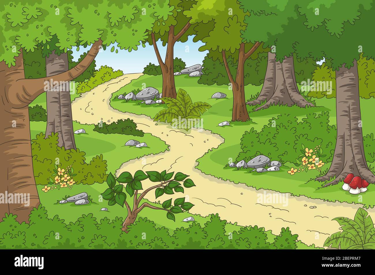 Wallpaper #lGcDC5MBSpphPi3-T9ct118 Cartoon Forest Landscape with Hiking Trail Hand Drawn Vector