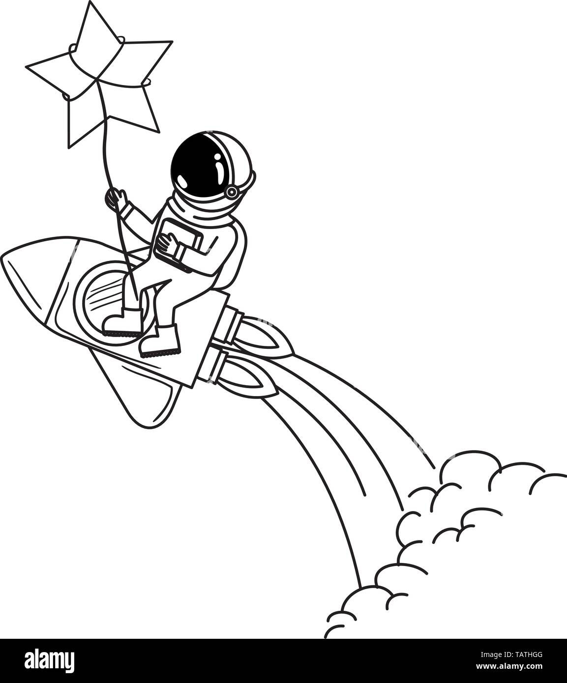 Wallpaper #e2eE_JIBSpphPi3-ZZiW390 Astronaut with Spacesuit and Rocket in White Background Stock Vector