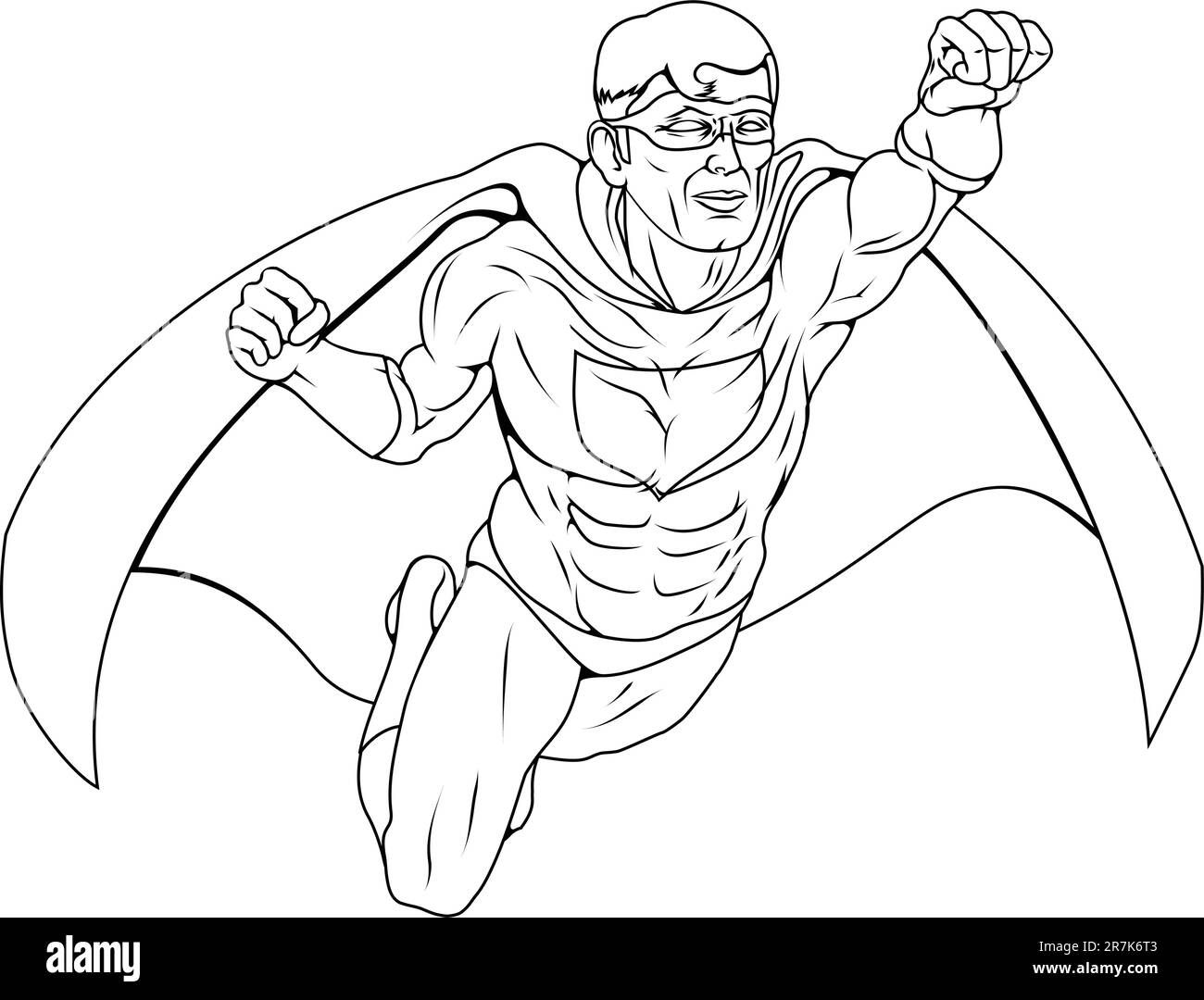 Wallpaper #cGfP8pIBSpphPi3-1HKV491 Monochrome Illustration of a Super Hero Man Dressed Costume with Cape