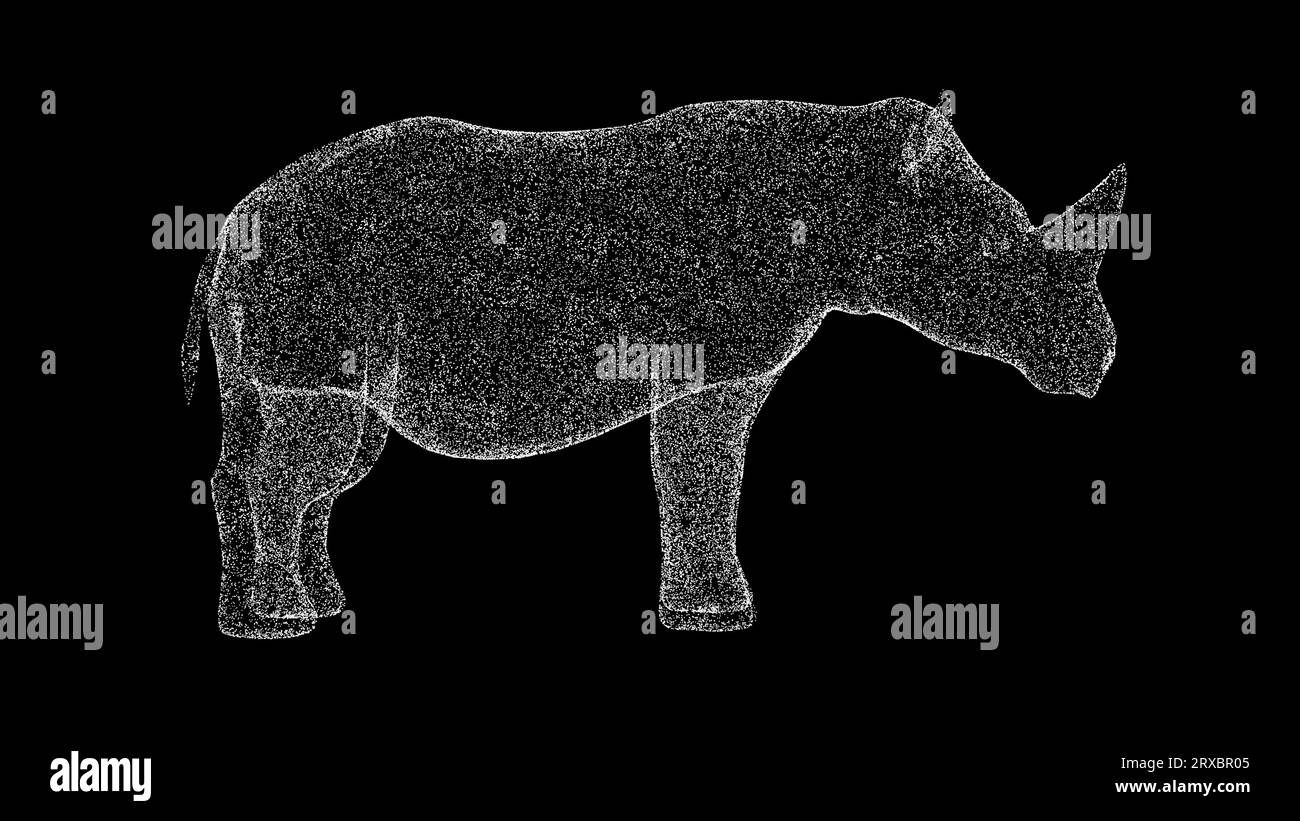 Wallpaper #YHeLJ5MB-pgBXx60Pqbv162 3D Rhino Rotates on Black Background Zoo Park Concept Wild Animals in