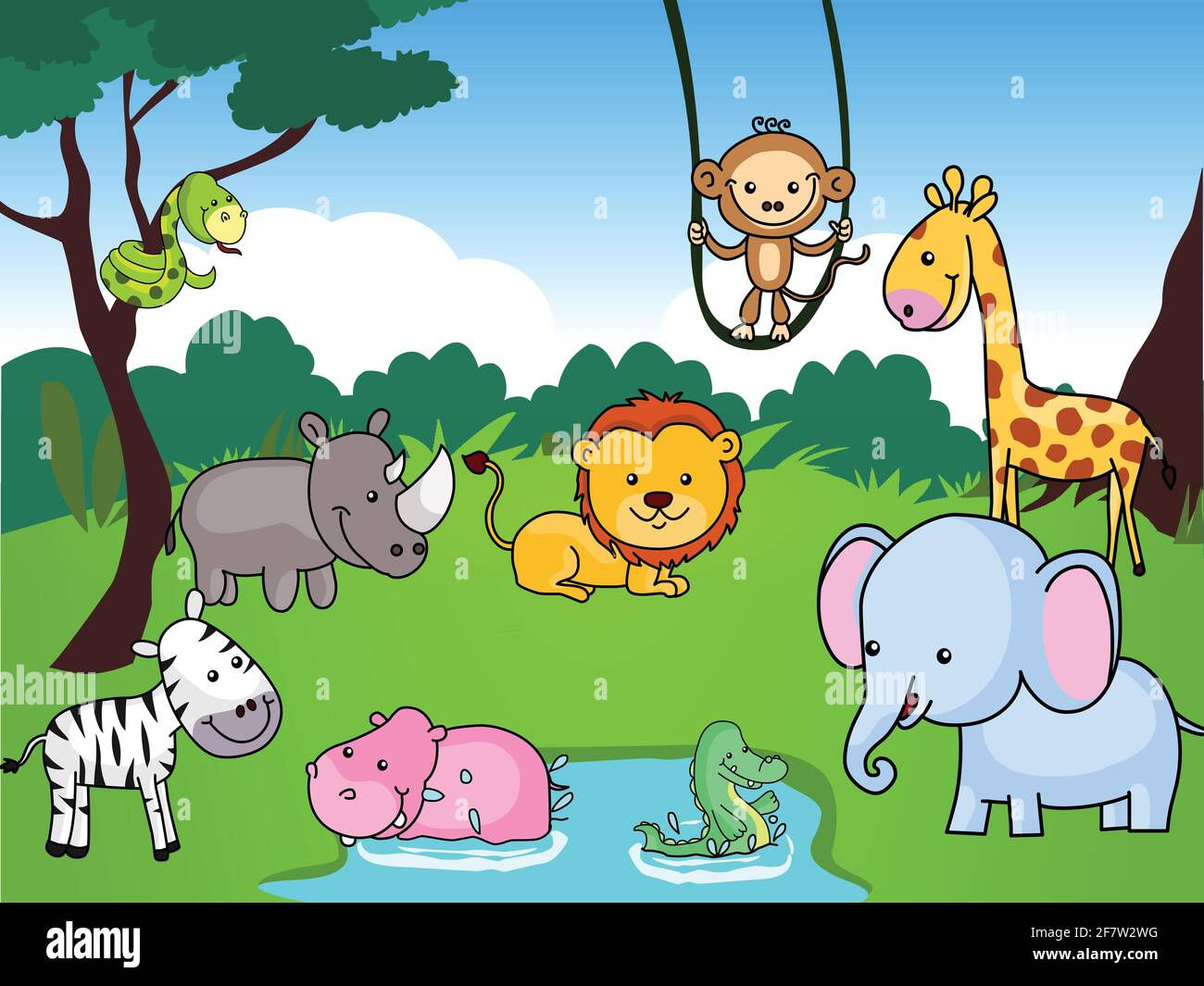 Wallpaper #gXfEJ5MB-pgBXx60hqcW345 Cartoon Animals in the Forest Vector Illustration Stock Vector Image
