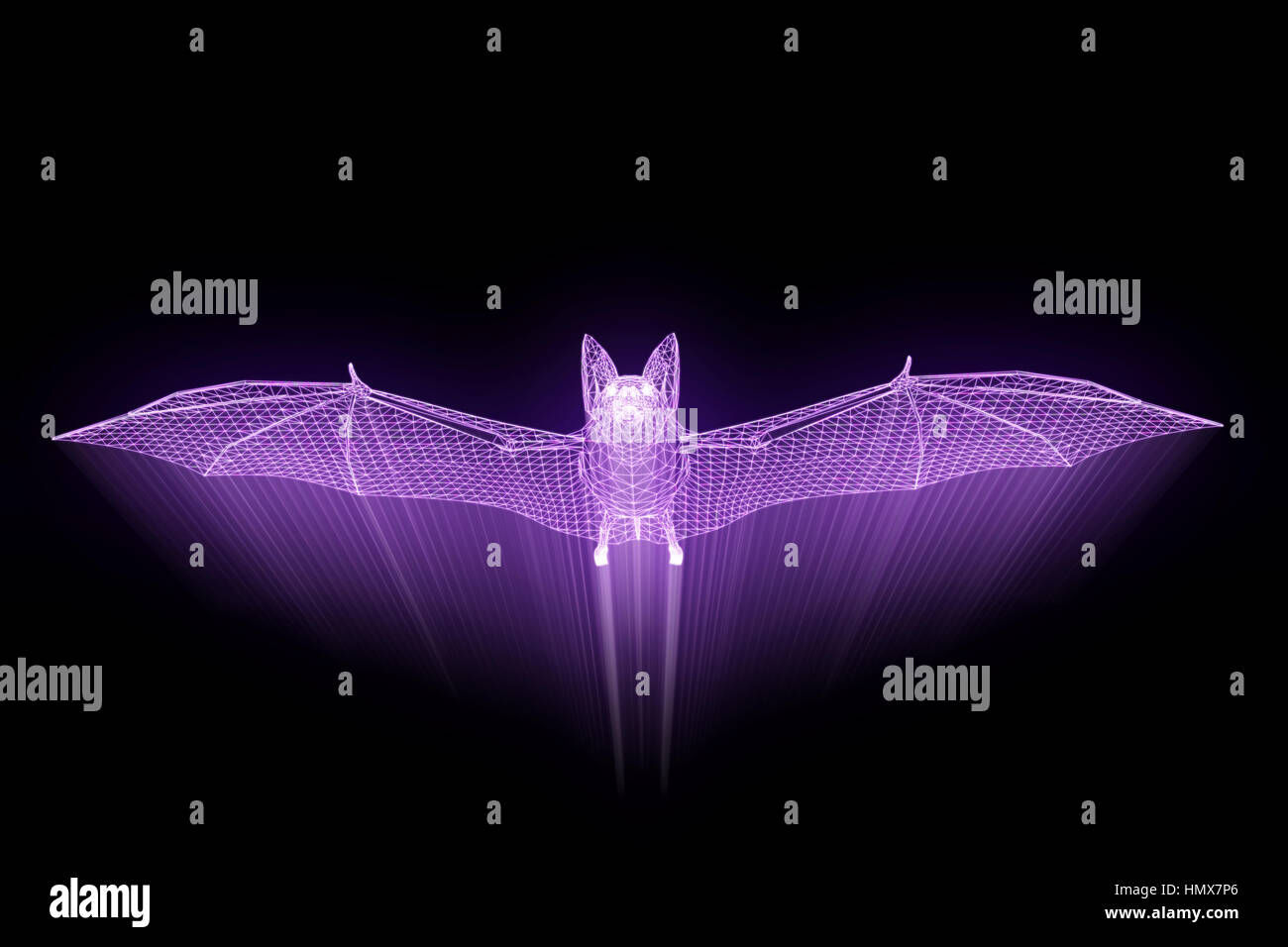 Wallpaper #S2cLE5MBSpphPi3-pP5k152 Giant Bat in Hologram Wireframe Style Nice 3D Rendering Stock Photo