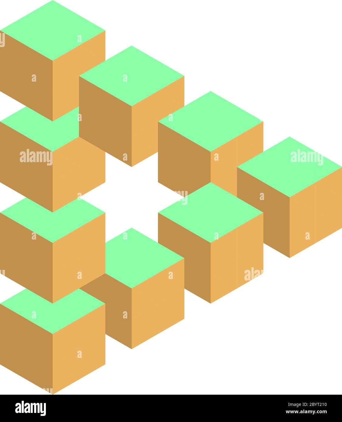 Wallpaper #b2c__JIBSpphPi3-Q5ew308 Impossible Triangle in Three Different Colors 3D Cubes Arranged as