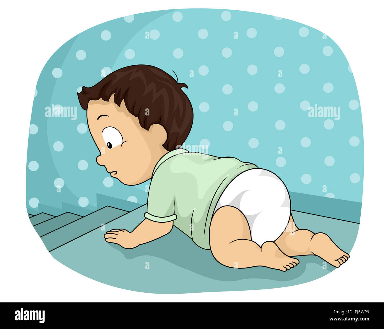 Wallpaper #vmczCZMBSpphPi3-o86c42 Illustration of a Baby Boy Crawling Towards the Top of the Stairs Baby