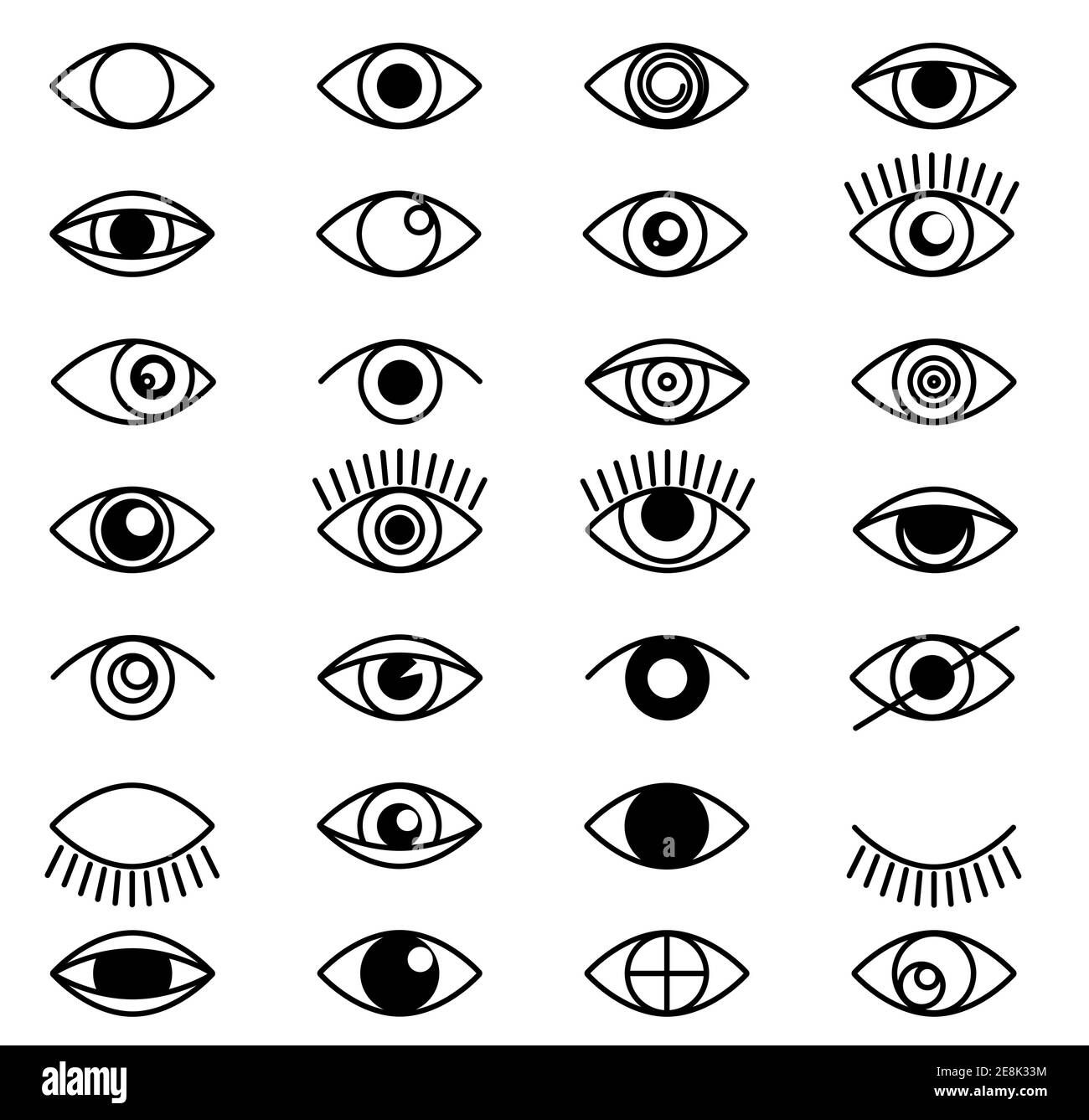 Wallpaper #lGfS95IBSpphPi3-XIdN264 Eye Outline Set Icons Close and Open Eyes Shapes with Lashes Line