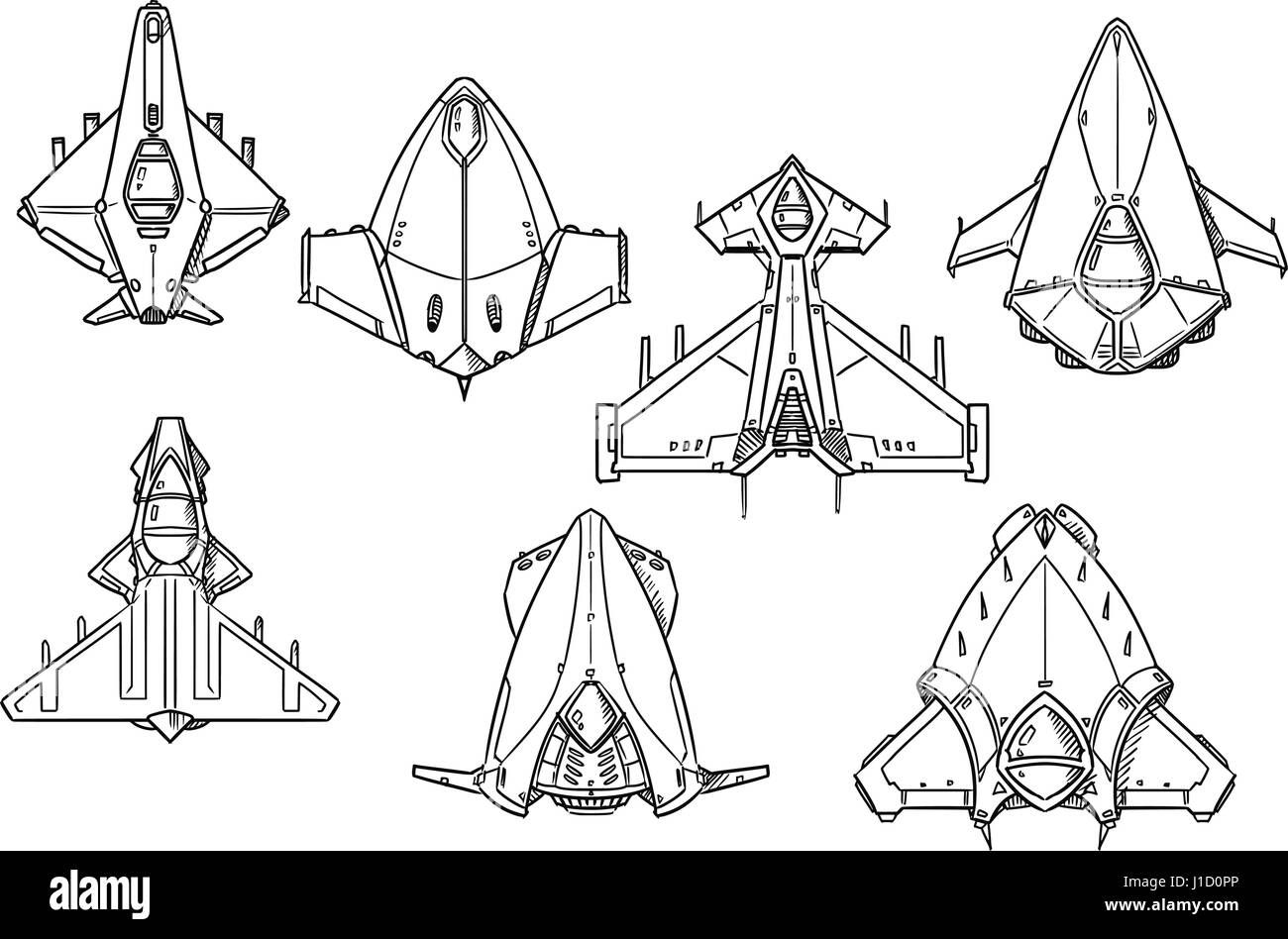 Wallpaper #r7gj2JIBJvJKYCmEhOZY240 Set of Hand Drawn Spacecraft Spaceship Designs Concept Art in Black