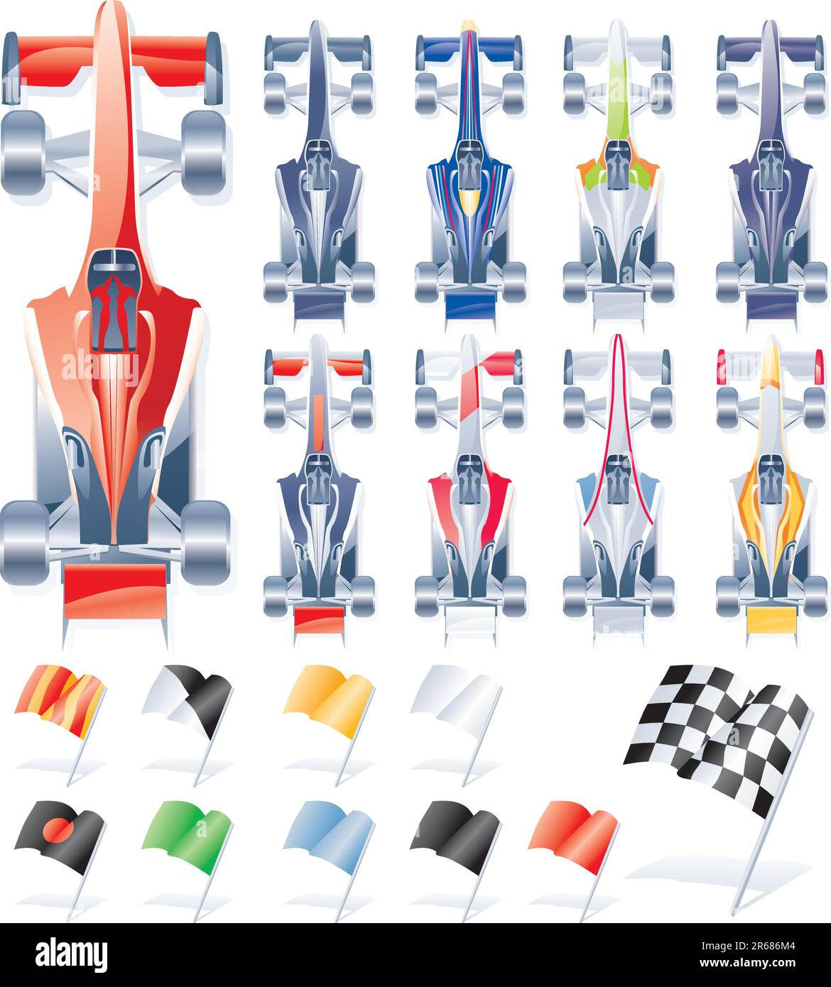 Wallpaper #ERoEUZMB1yWOL4qgEYHK215 Different Formula Cars Color Schemes and Racing Flags Stock Vector