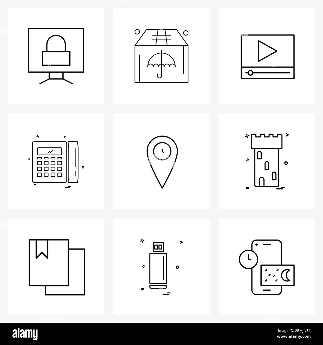 Wallpaper #XmepBpMBSpphPi3-QcIQ88 Pixel Perfect Set of 9 Vector Line Icons Such as Map Player