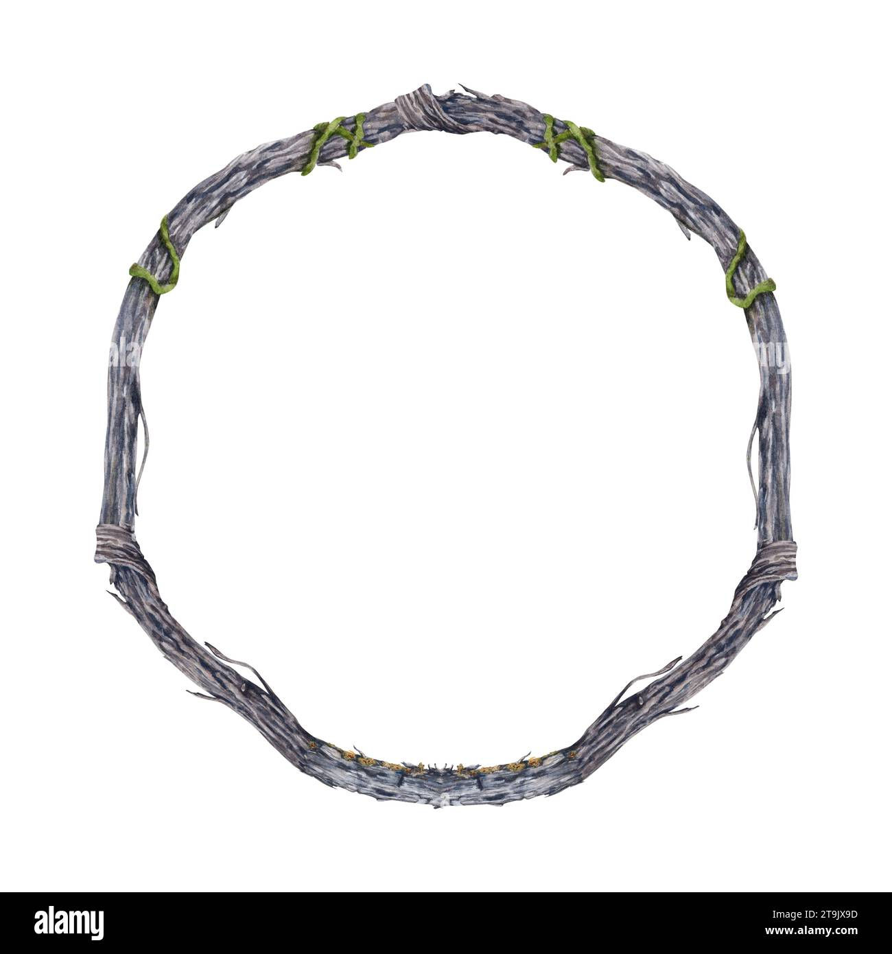 Wallpaper #HGhEGZMBSpphPi3-MRYQ144 Wreath Composition with Old Grape Vine Branches Watercolor