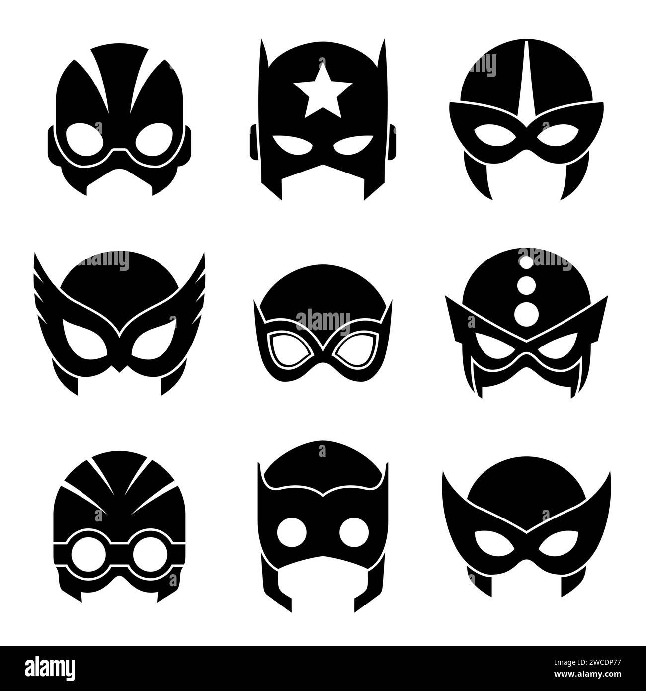 Wallpaper #m2fSBJMBSpphPi3-n7nR229 Super Hero Masks Set Black Icons Superhero Face Masque and Masking