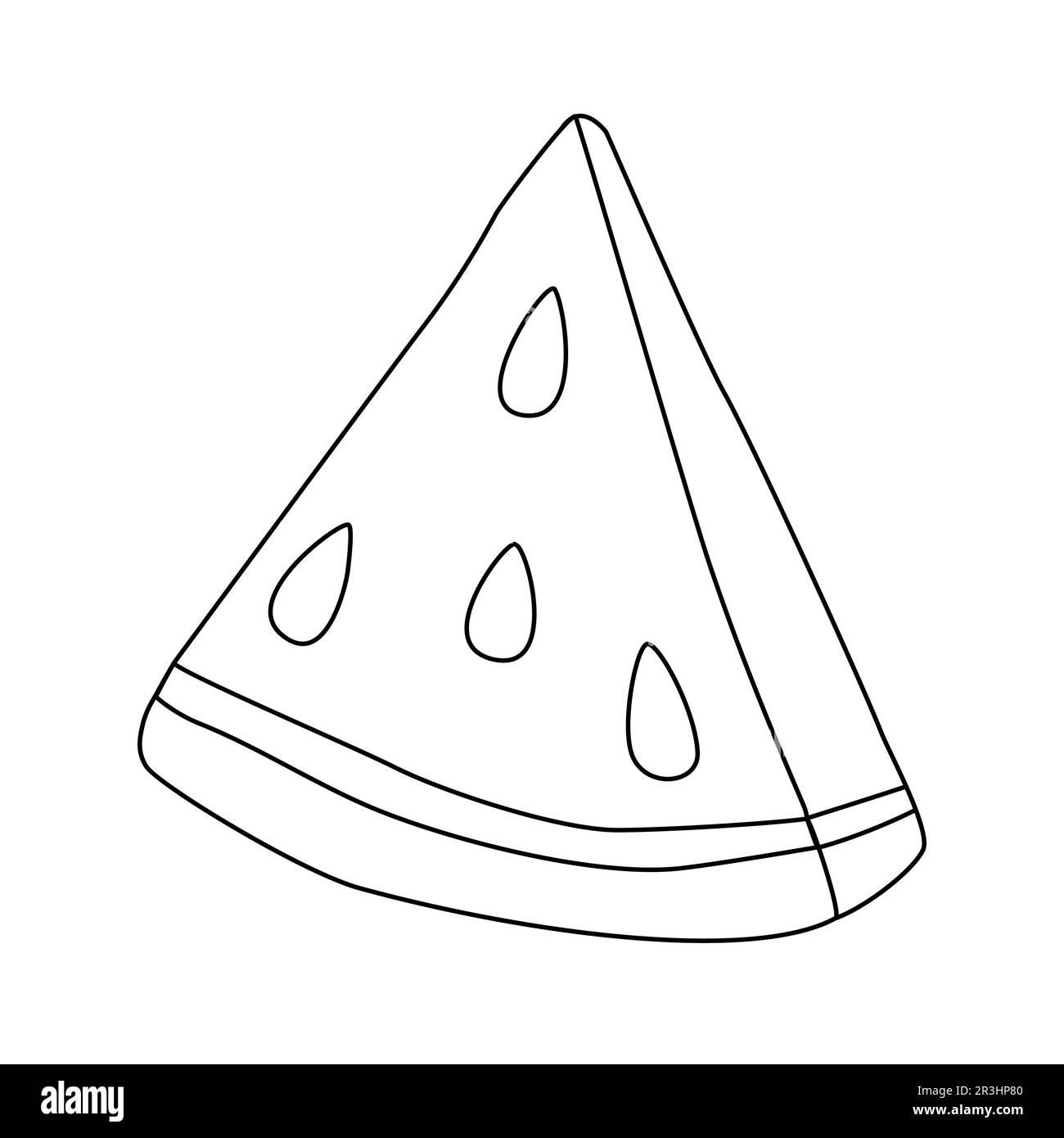 Wallpaper #5x2PLJMBlOZrFDOk38qJ169 Fresh Ripe Watermelon Triangle Piece Doodle Style Flat Vector Outline