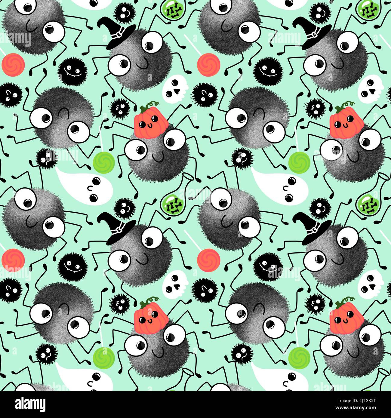 Wallpaper #SfS5OZMBKFX8bn3rL3dx253 Halloween Cartoon Seamless Spider and Ghost Pattern for Wrapping Paper