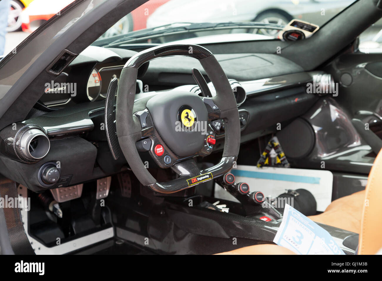 Wallpaper #IamqKZMBMYaX5LKBcdT3318 Cockpit Interior View of Laferrari Hybrid Sports Car on Display in the