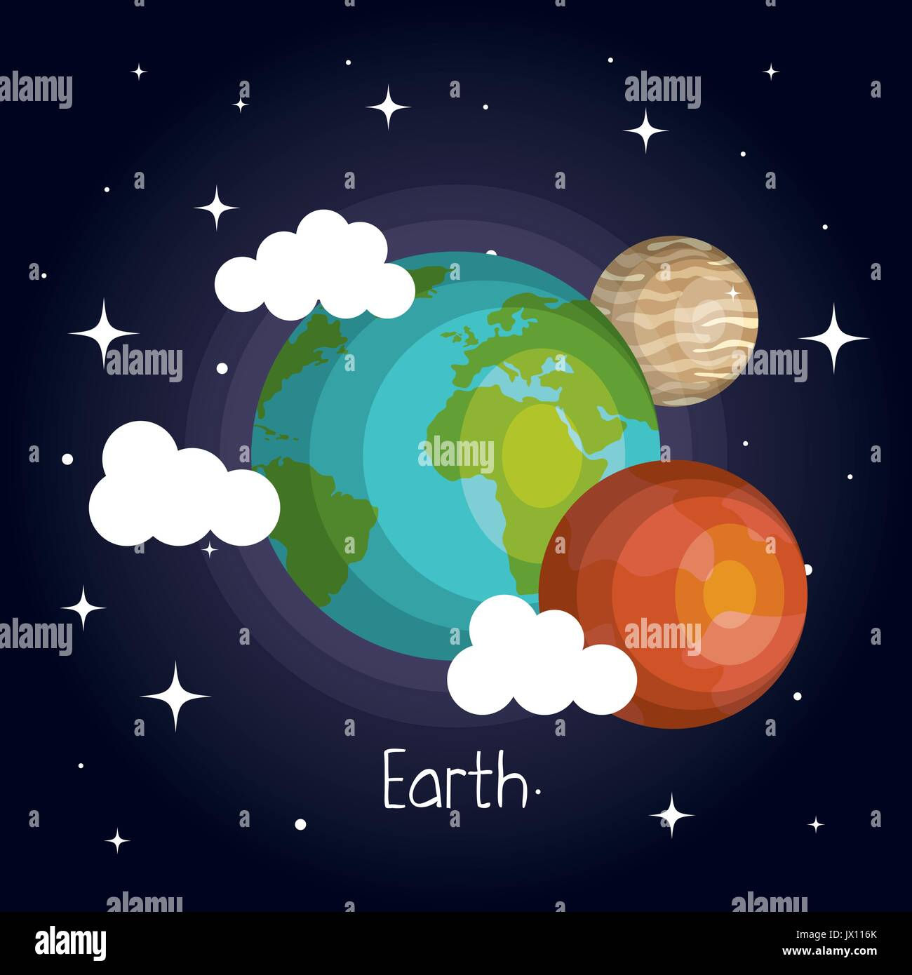 Wallpaper #_Gep6ZIBSpphPi3-WkJU242 Space Planets Mars and Earth Moon Galaxy Element Vector Illustration