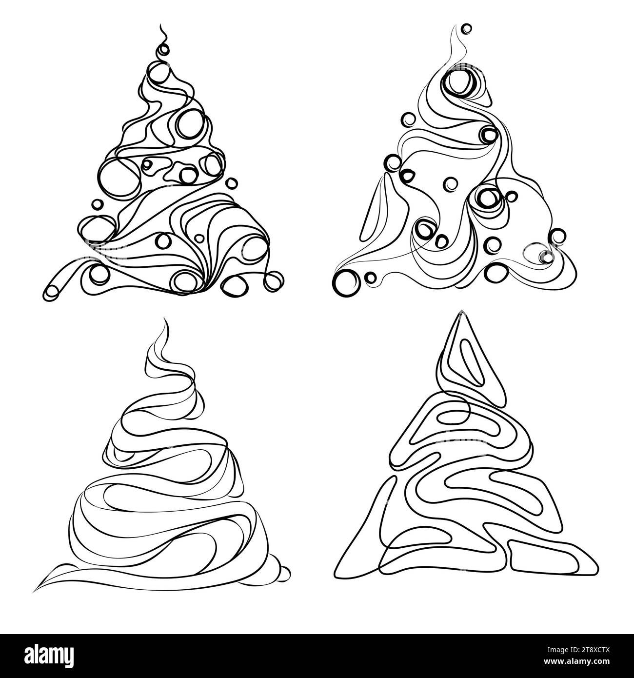 Wallpaper #DTsZcZcBSWmA-tzpnZCY150 Set of Christmas Trees Line Art Drawing Vector Design Elementabstract