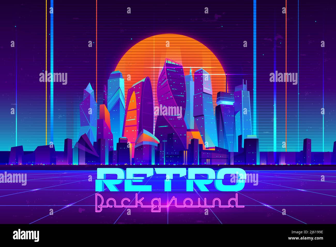Wallpaper #SmebDJMBSpphPi3-Yd_c200 Retro Background in Neon Colors Cartoon Vector with Illuminated Future