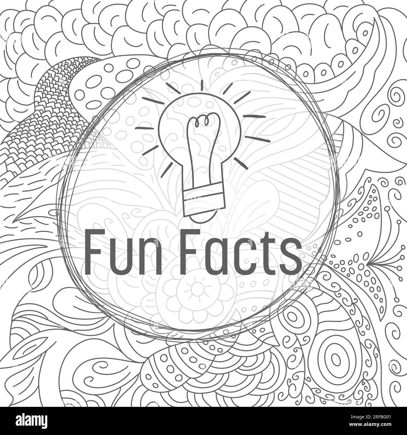 Wallpaper #_Gep6ZIBSpphPi3-WkJU408 Fun Facts Doodle Element Background Black White Circular Text Stock