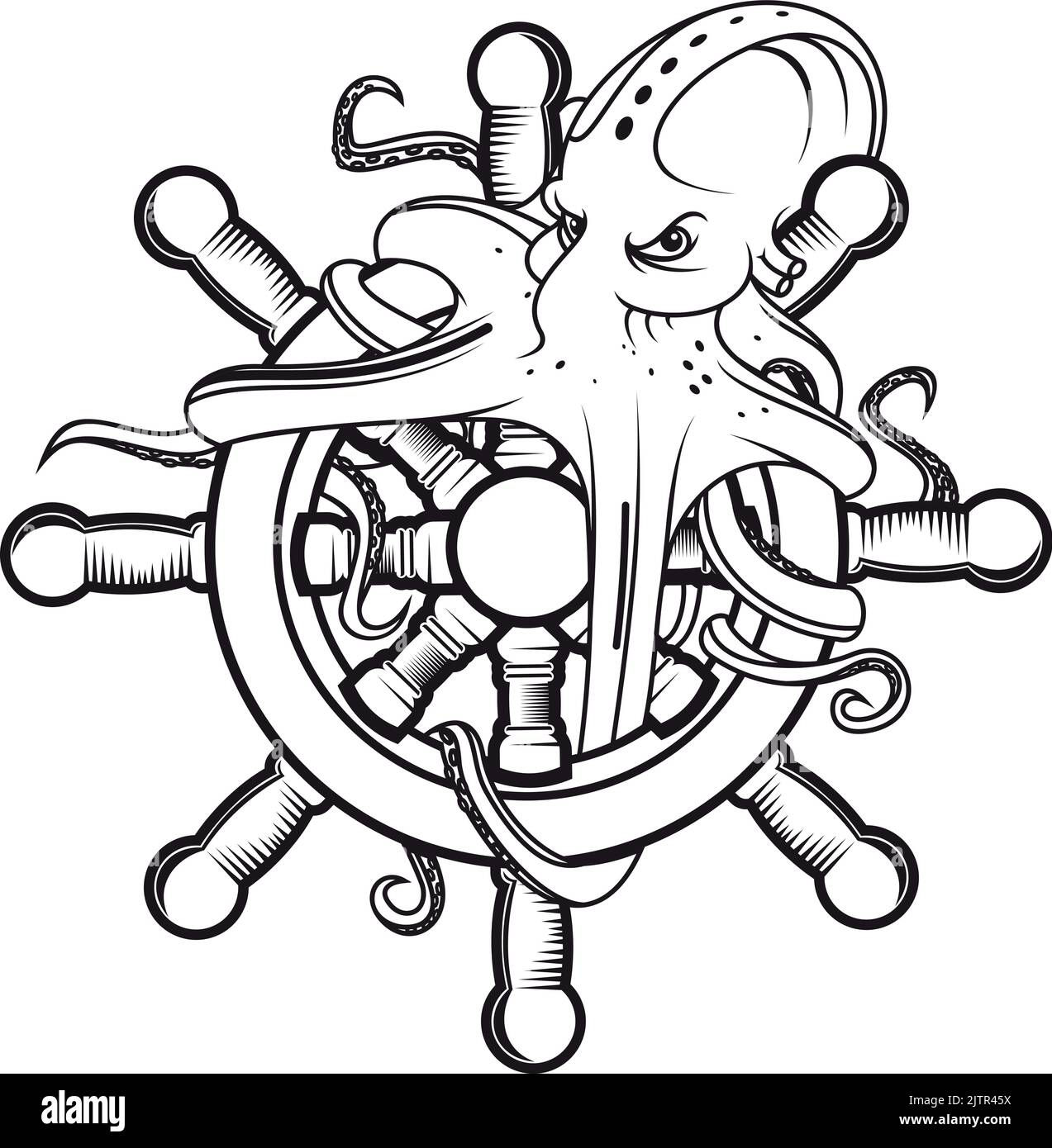 Wallpaper #hGcuDZMBSpphPi3-SeOZ130 Octopus on Helm Nautical Marine Vector Icon Vector Ocean Kraken Ship