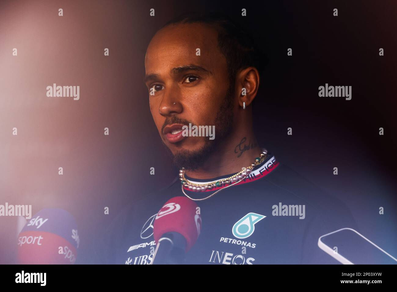 Wallpaper #FWfV7ZIBSpphPi3-5Vrx347 Bahrain Bahrain March 2 2023 Lewis Hamilton of Mercedes Attends TV