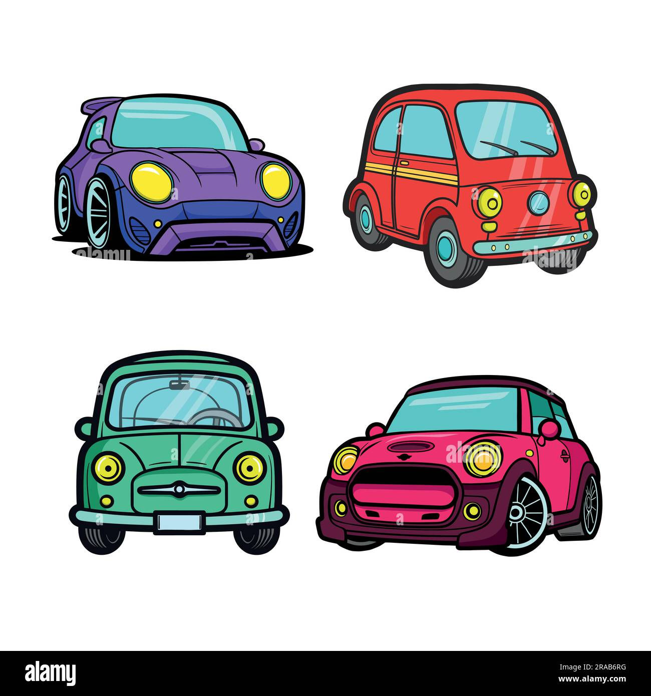 Wallpaper #HWcK_pIBSpphPi3-ZJ54335 Set of Stickers with Funny Cartoon Cars on a White Background Stock