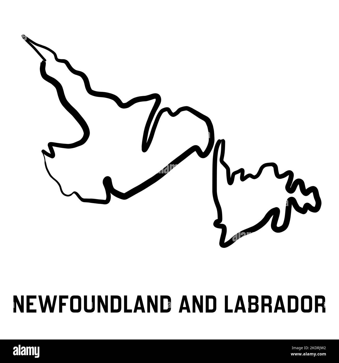 Wallpaper #p2gSHJMBSpphPi3-NSHs314 Newfoundland and Labrador Map Outline Smooth Simple Hand Drawn
