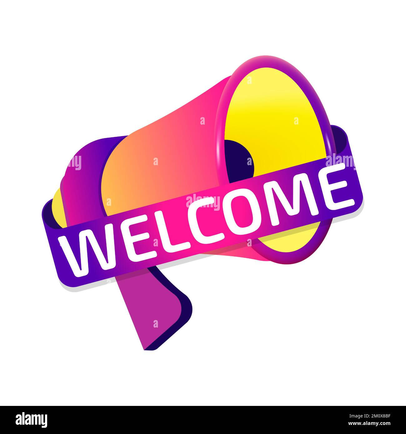 Wallpaper #PDHeNZMB5zzyi_yYylio82 Welcome Banner Label Badge Icon with Megaphone Flat Design Stock