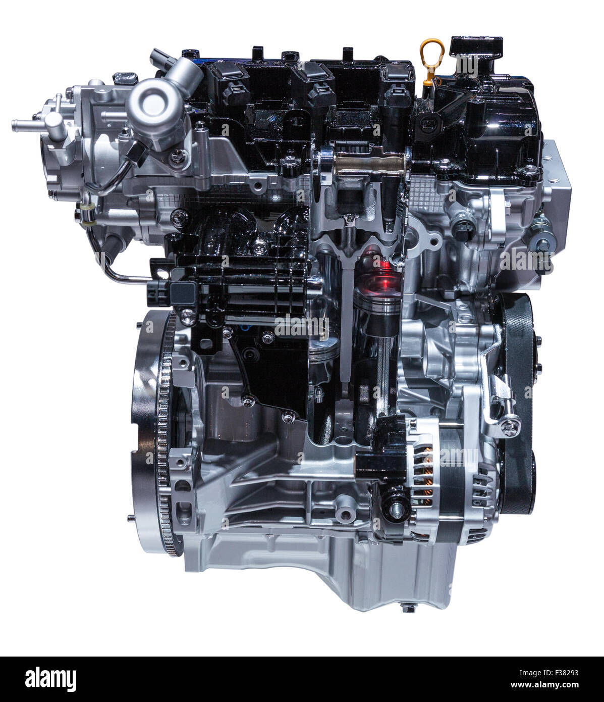 Wallpaper #DYuKdJcBcm9NJah-gnYa175 Cross Section of a Modern Three Cylinder Car Engine Isolated on White