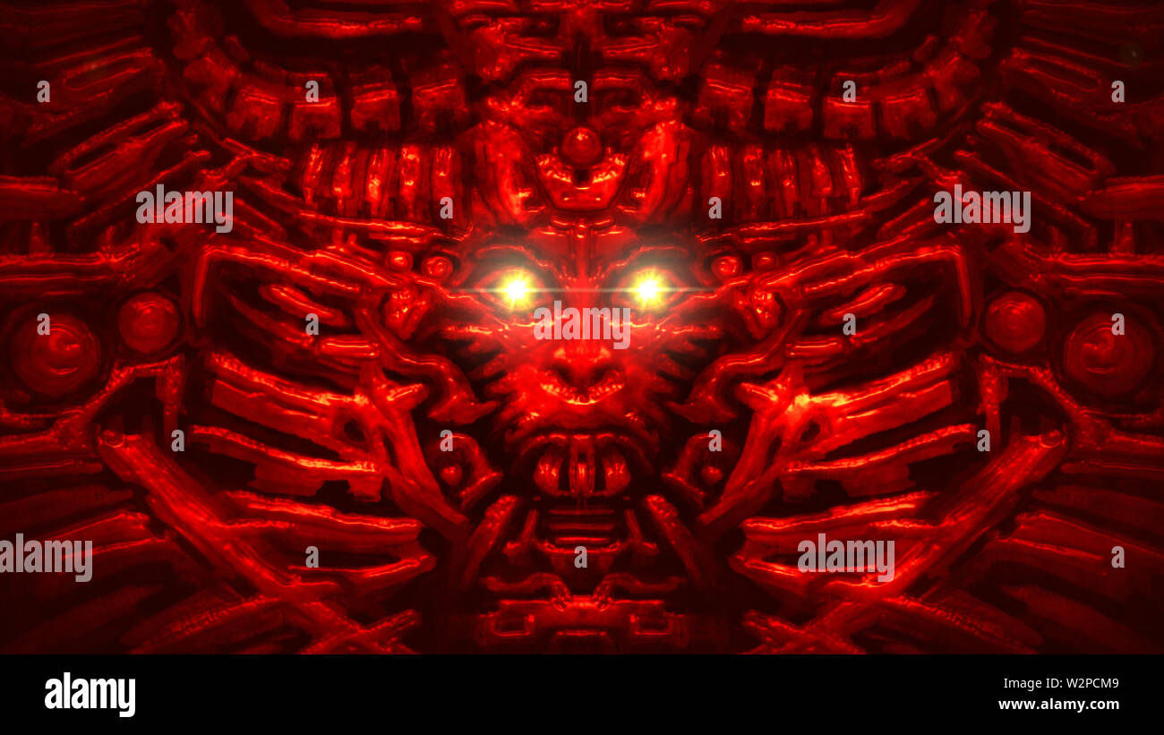 Wallpaper #gRlNMo8BtGB6xQ78wJc336 Cyber Wall with Robot Head Bas Relief in Form of Woman Face Glowing