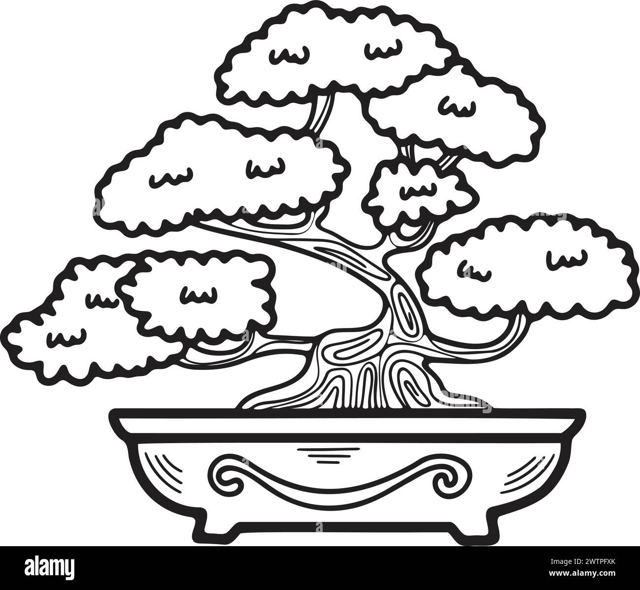 Wallpaper #jWdLE5MBSpphPi3-Rv-o337 Hand Drawn Japanese and Chinese Style Bonsai Trees in Flat Style