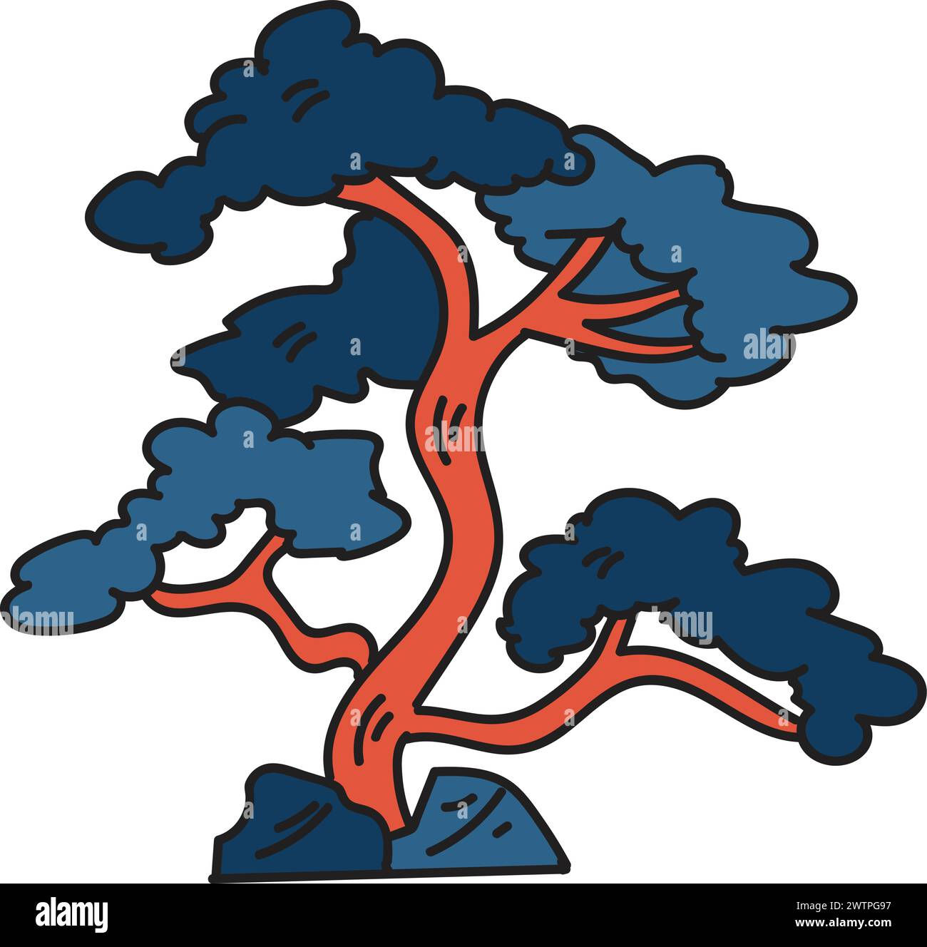 Wallpaper #jWdLE5MBSpphPi3-Rv-o388 Hand Drawn Japanese and Chinese Style Bonsai Trees in Flat Style