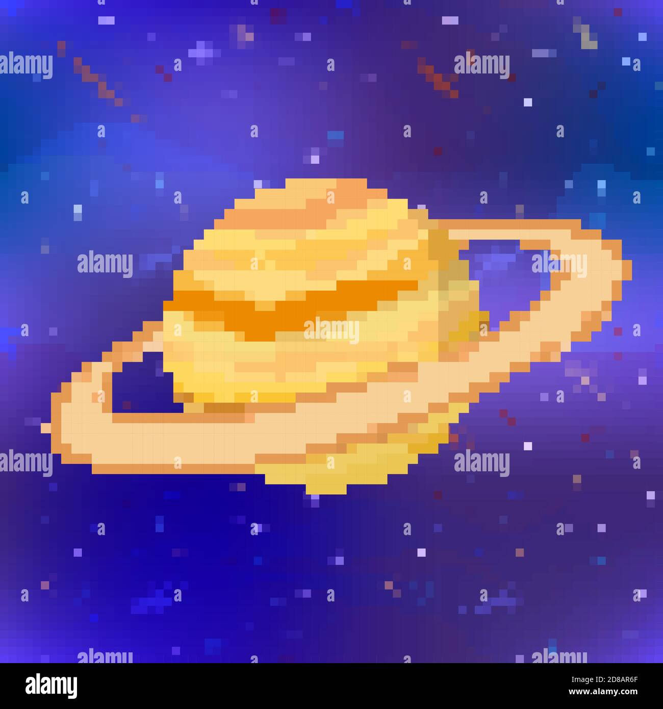 Wallpaper #YjGbNZMB5zzyi_yY1Fda333 Bright Saturn Cute Planet in Pixel Art Style on Space Background Stock