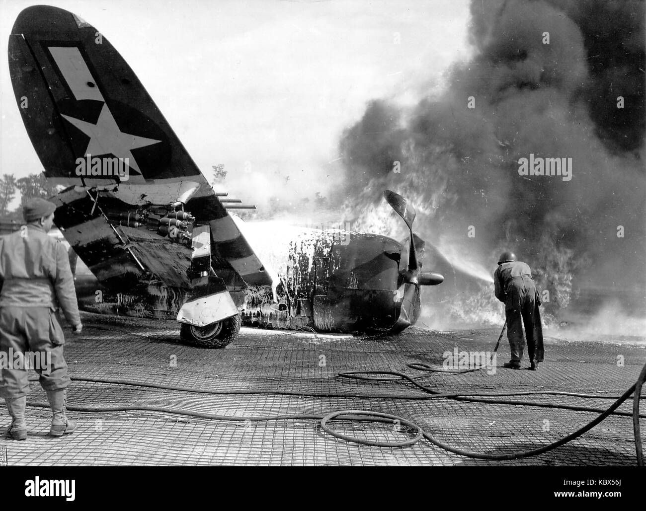Wallpaper #JRnsB48BtGB6xQ78eVjE41 Republic P 47 Thunderbolt Airplane in Flames After Landing on a