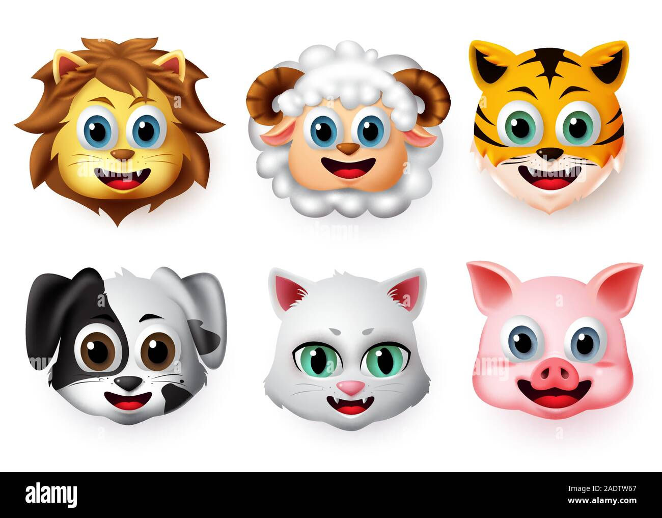 Wallpaper #9fCngJcBi4JM6agG7CG_96 Emojis and Emoticons Animal Happy Face Vector Set Animal Emoji Face of