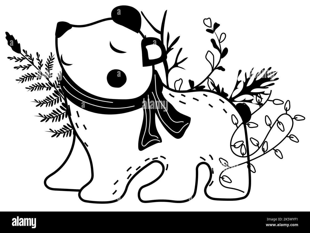 Wallpaper #xWekCpMBSpphPi3-09UJ504 Magical Winter Black and White a Cute Polar Bear in a Scarf Winter