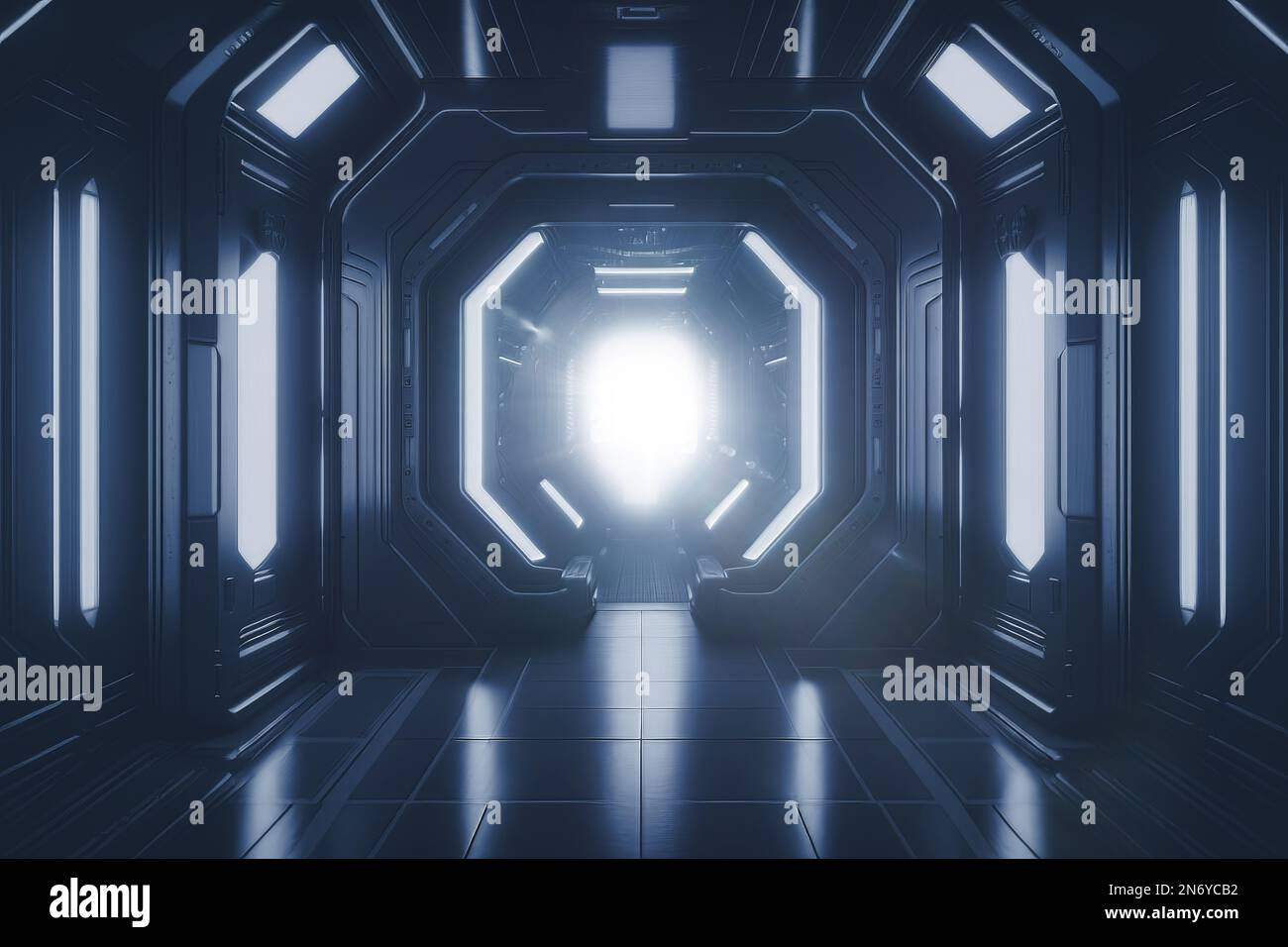 Wallpaper #gmeC7JIBSpphPi3-UFMG277 Corridor Spaceship Futuristic Sci Fi Tunnel Passageway with Glowing